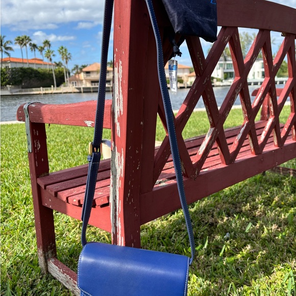 BNWT J.McLaughlin Navy Leather & Wicker shoulder/Crossbody bag - Picture 9 of 12